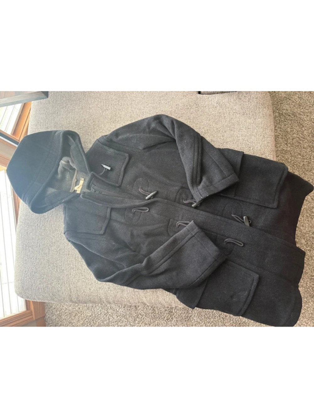 J.Crew Women's Black Hooded Toggle Coat, Very Good Condition